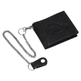   GreenDeed fekete bőr pénztárca, Chopper motor mintával, RFID védett