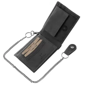   GreenDeed fekete bőr pénztárca, Chopper motor mintával, RFID védett