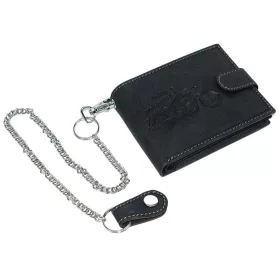   GreenDeed Chopper fekete, átfogópántos motoros bőr pénztárca, RFID védett