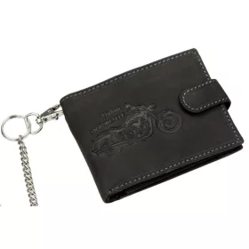   GreenDeed Chopper fekete, motoros bőr pénztárca, RFID védett