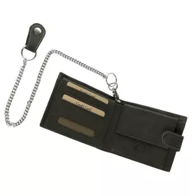   GreenDeed Chopper fekete, motoros bőr pénztárca, RFID védett
