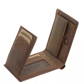   GreenDeed barna bőr pénztárca, Chopper motor mintával, RFID védett