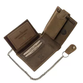   GreenDeed barna bőr pénztárca, Chopper motor mintával, RFID védett