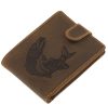 GreenDeed horgász bőr pénztárca csuka mintával 12,3 x 9 cm