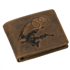   GreenDeed horgász bőr pénztárca csuka mintával 12,3 x 9 cm