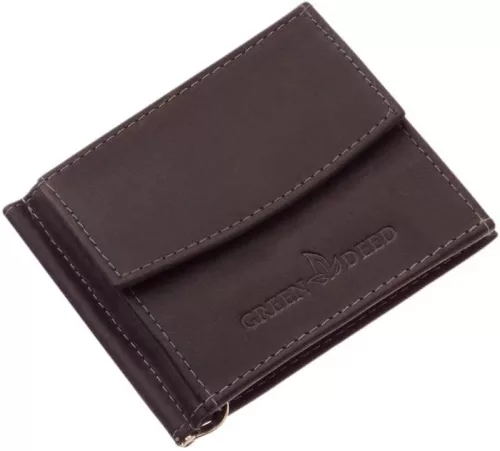 GreenDeed sötétbarna bőr dollártárca 11 × 9 cm