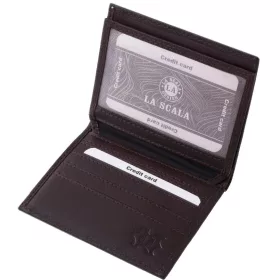 LA SCALA fekete bőr kártyatartó 10,5 x 8,5 cm