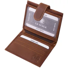 LA SCALA: konyak barna bőr kártyatartó 10,5 x 8,5 cm