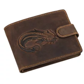   GreenDeed átfogópántos, horgász férfi bőr pénztárca harcsa mintával