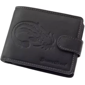   GreenDeed horgász fekete bőr pénztárca harcsa mintával 12 x 9,5 cm