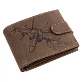   GreenDeed férfi bőr pénztárca vadászgép mintával 12 × 9,2 cm