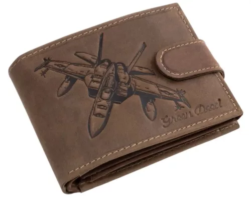 GreenDeed férfi bőr pénztárca vadászgép mintával 12 × 9,2 cm