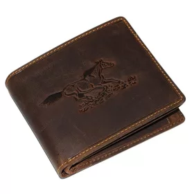  GreenDeed barna bőr pénztárca ló motívummal 12,3 × 9 cm