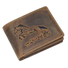 GreenDeed bőr pénztárca ugró lovas mintával