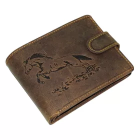   GreenDeed átfogópántos bőr pénztárca ugró lovas mintával