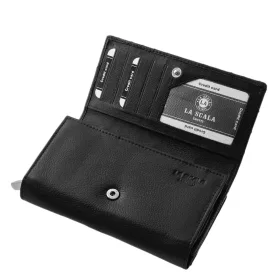   La Scala Luxury fekete színű, női, bőr nagyméretű pénztárca 18,2 x 10 cm