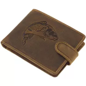   GreenDeed horgász átkapcsos bőr pénztárca ponty mintával 12,3 x 9 cm