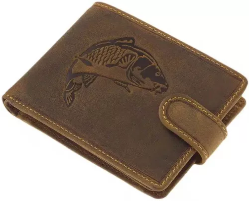 GreenDeed horgász átkapcsos bőr pénztárca ponty mintával 12,3 x 9 cm
