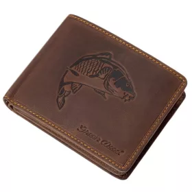   GreenDeed horgász bőr pénztárca ponty nyomattal, 12 x 9,3 cm