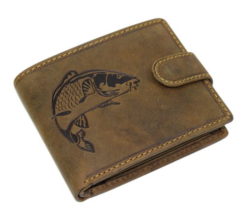 GreenDeed horgász bőr pénztárca ponty mintával, RFID védelemmel