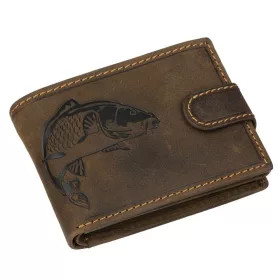  GreenDeed horgász bőr kisméretű pénztárca ponty mintával, RFID