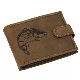GreenDeed horgász bőr pénztárca ponty mintával, RFID védelemmel