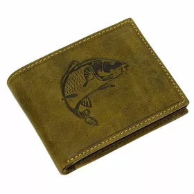   GreenDeed horgász bőr pénztárca ponty mintával, RFID védelemmel