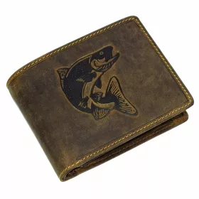   GreenDeed horgász bőr pénztárca süllő mintával 12,3 x 9 cm