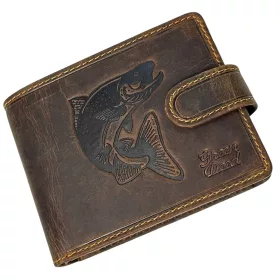   GreenDeed horgász bőr pénztárca süllő mintával 12,3 x 9 cm