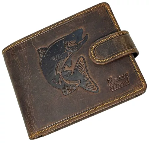 GreenDeed horgász bőr pénztárca süllő mintával 12,3 x 9 cm