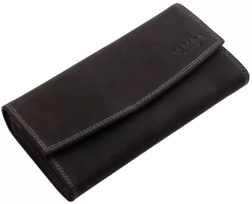 La Scala Luxury valódi bőr fekete brifkó pénztárca 18,5 x 9,8 cm