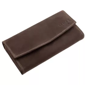   La Scala Luxury valódi bőr sötétbarna brifkó pénztárca 18,5 x 9,8 cm