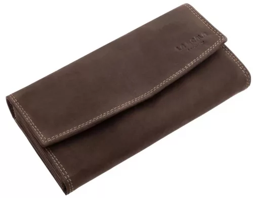 La Scala Luxury valódi bőr sötétbarna brifkó pénztárca 18,5 x 9,8 cm