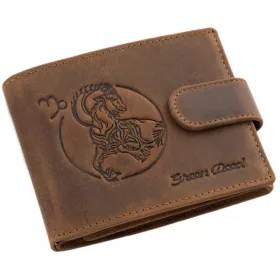  GreenDeed férfi bivalybőr pénztárca Bak csillagjegy mintával 12 × 9,2 cm