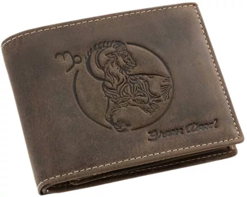GreenDeed férfi bőr pénztárca Bak csillagjegy mintával 12 × 9,2 cm