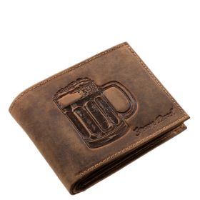   GreenDeed férfi bőr pénztárca söröskorsó mintával, RFID védelemmel