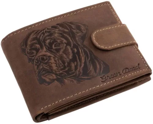 GreenDeed bőr pénztárca német juhászkutya mintával, RFID védelemmel