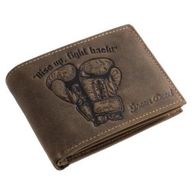   GreenDeed férfi barna bőr pénztárca bokszkesztyű mintával 12 × 9,2 cm