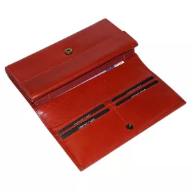 S.Belmonte női piros bőr pénztárca, brifkó 20 × 10 cm