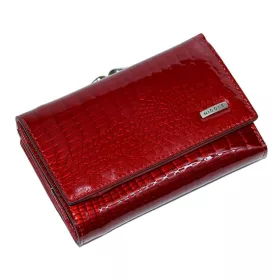   Nicole: Kígyóbőr mintás piros lakkbőr női pénztárca 12 x 8,5 cm