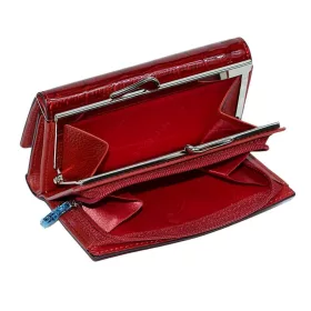   Nicole: Kígyóbőr mintás piros lakkbőr női pénztárca 12 x 8,5 cm