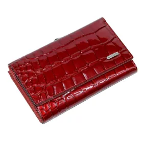   Nicole: Kígyóbőr mintás piros lakkbőr női pénztárca 14,5 x 8,5 cm