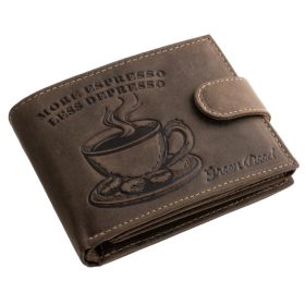  GreenDeed férfi bivalybőr pénztárca kávéscsésze mintával 12 × 9,2 cm