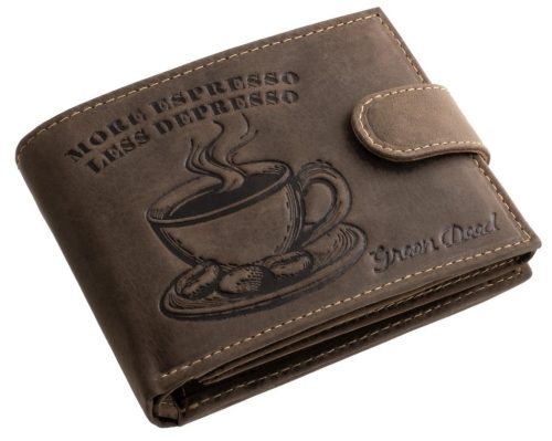 GreenDeed férfi bivalybőr pénztárca kávéscsésze mintával 12 × 9,2 cm