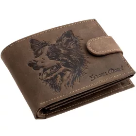 GreenDeed bőr pénztárca német juhászkutya mintával, RFID védelemmel