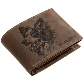 GreenDeed bőr pénztárca német juhászkutya mintával, RFID védelemmel