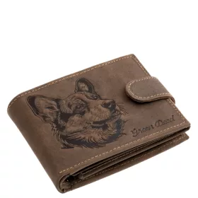 GreenDeed bőr pénztárca német juhászkutya mintával, RFID védelemmel