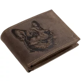 GreenDeed bőr pénztárca német juhászkutya mintával, RFID védelemmel