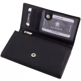   La Scala fekete női bőr nagyméretű pénztárca 17 x 10 cm