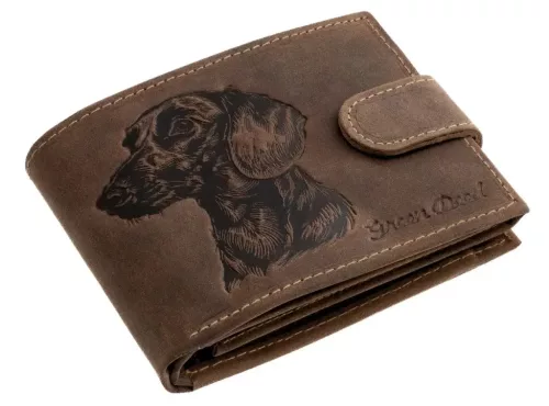 GreenDeed bőr pénztárca tacskó mintával, RFID védelemmel 12 × 9,2 cm